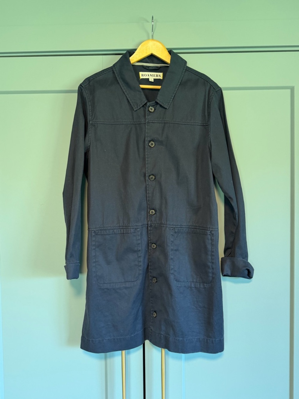 Roamers Long Button Front trench like Jacket - Navy
